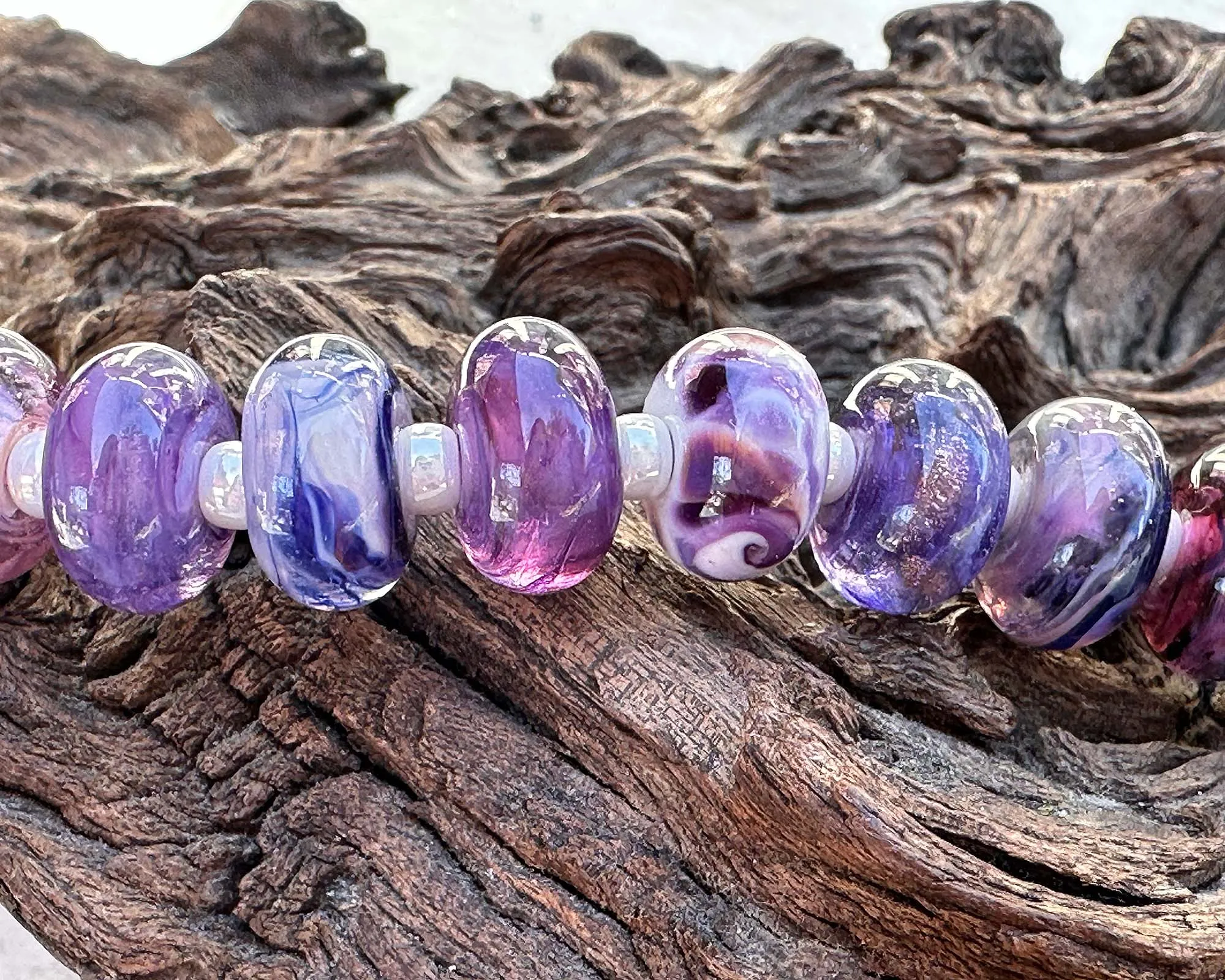 18 Purple Orphan Lampwork Beads Mix SRA