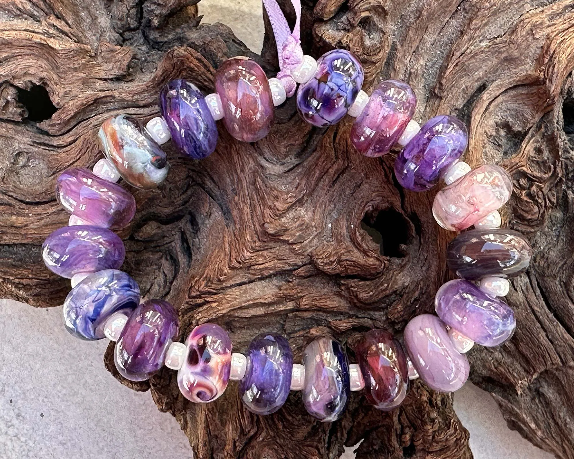 18 Purple Orphan Lampwork Beads Mix SRA