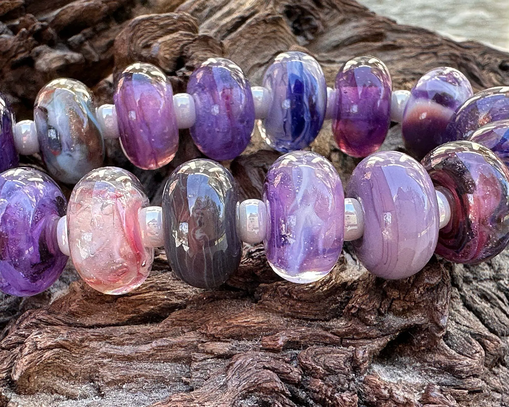 18 Purple Orphan Lampwork Beads Mix SRA