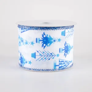 2.5" Fun Christmas Trees Ribbon: Shades of Blue (10 Yards)