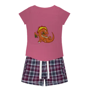 Angetir Women's Sleepy Tee and Flannel Short