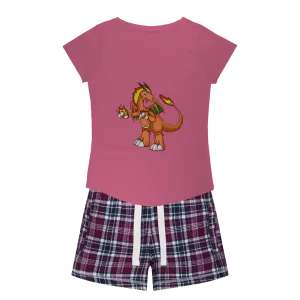 Angetiron Women's Sleepy Tee and Flannel Short