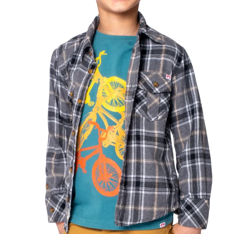 Appaman - Boys Flannel Shirt in Greige Plaid
