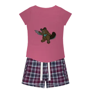 Beaveice Women's Sleepy Tee and Flannel Short