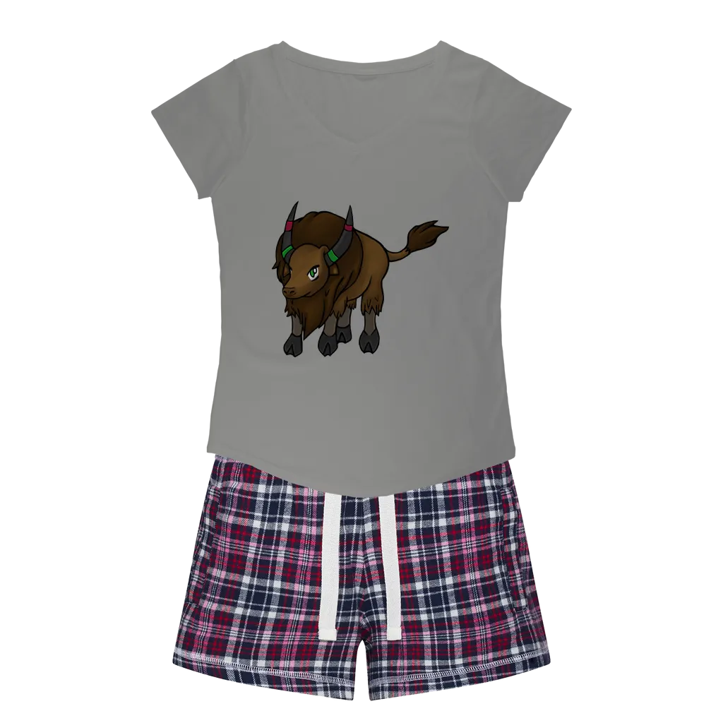 Bitox Women's Sleepy Tee and Flannel Short