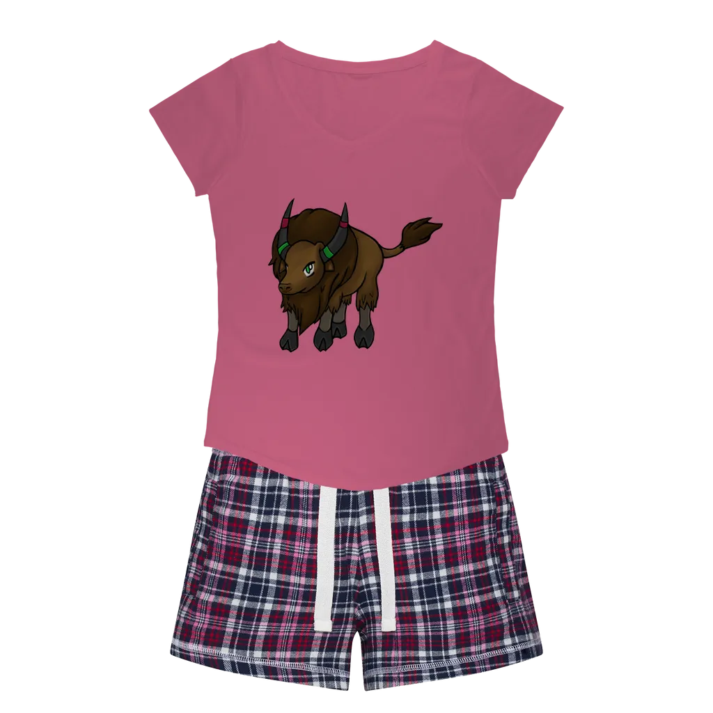 Bitox Women's Sleepy Tee and Flannel Short
