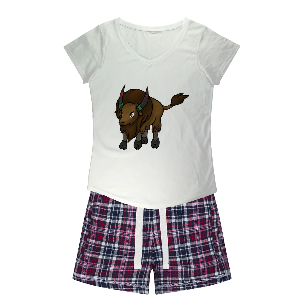 Bitox Women's Sleepy Tee and Flannel Short