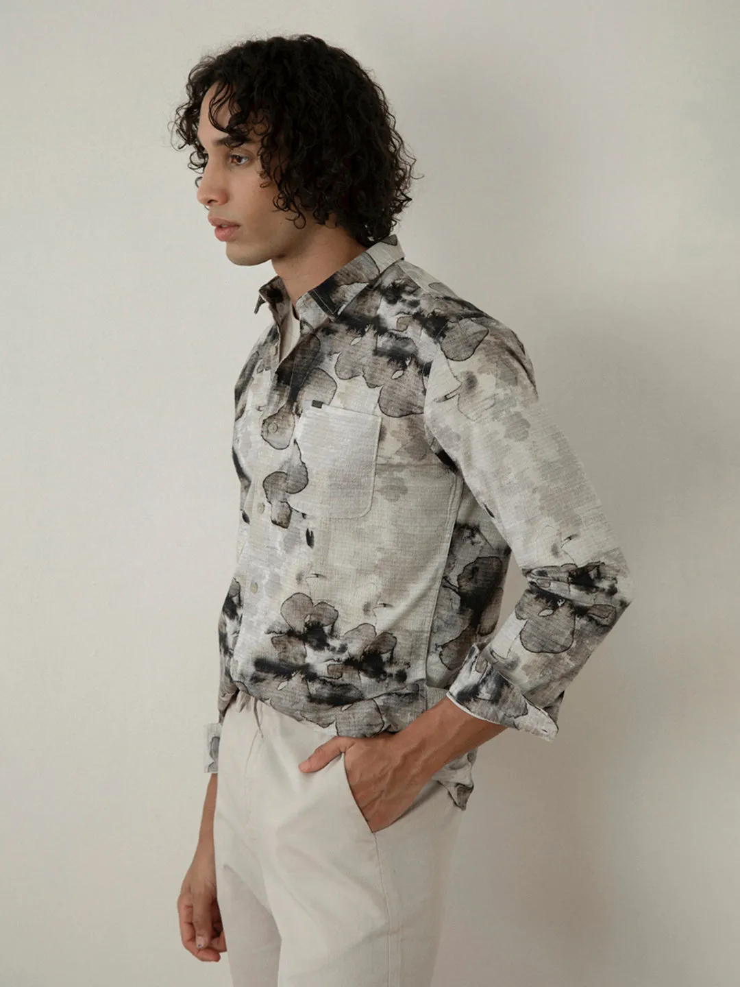 Black Floral Printed Shirt