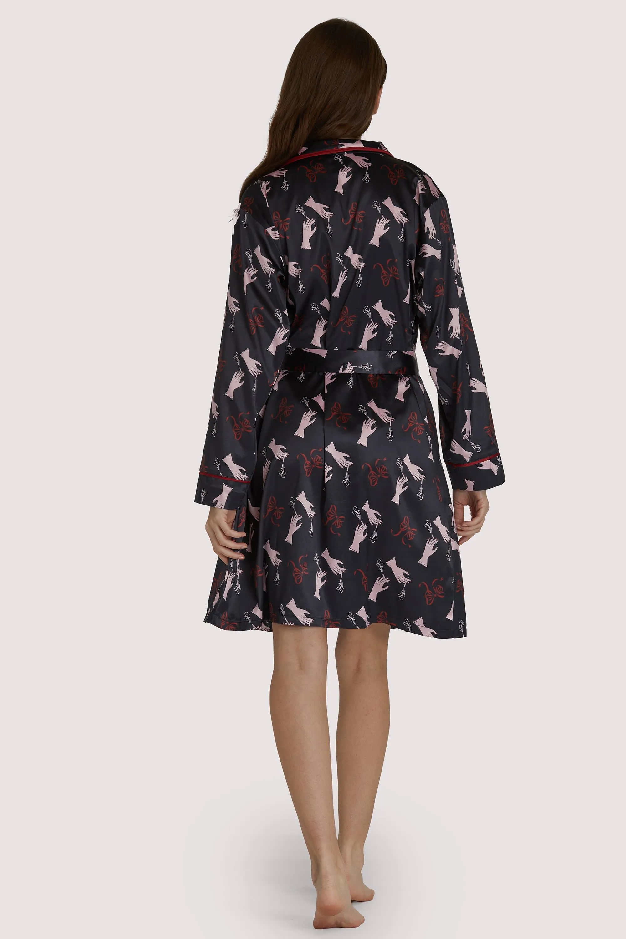 Blaze Smoking Printed Robe with Red Piping