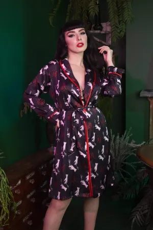 Blaze Smoking Printed Robe with Red Piping