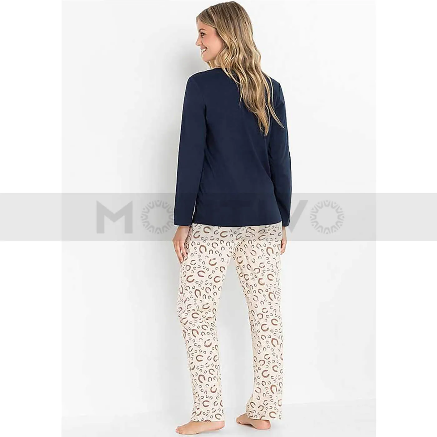 Blue Deer Print Pyjamas Suit