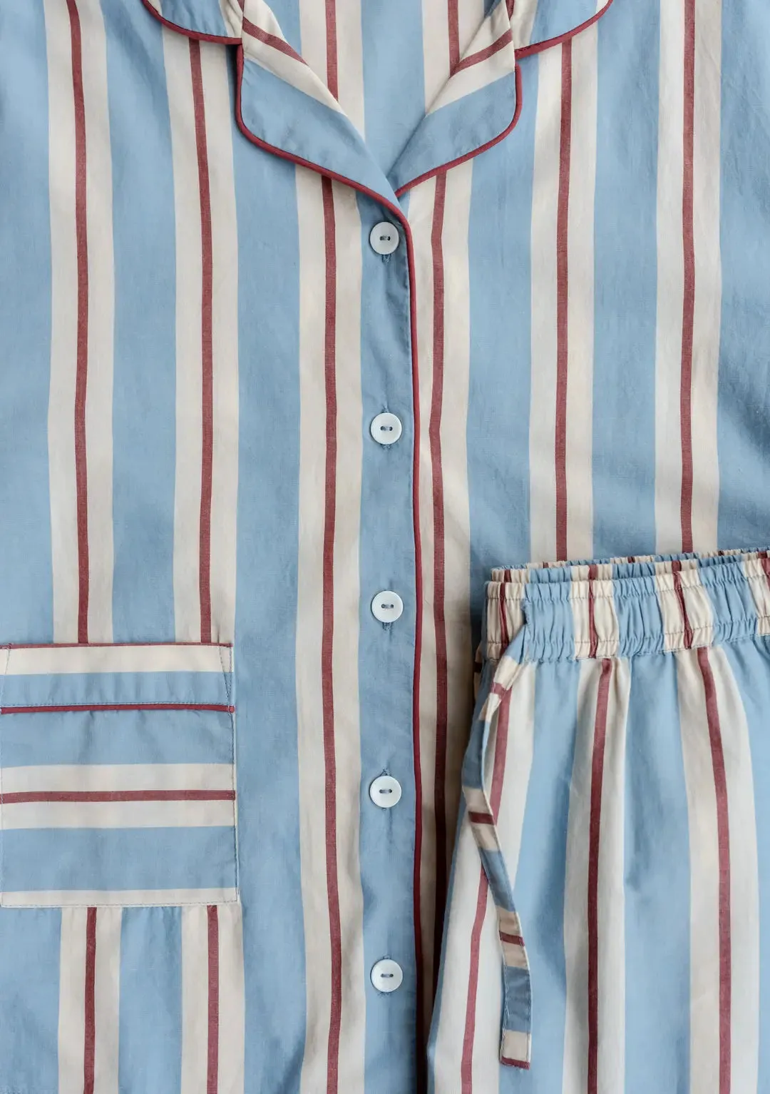 Blue Stripe Cotton Pyjama Trouser Set