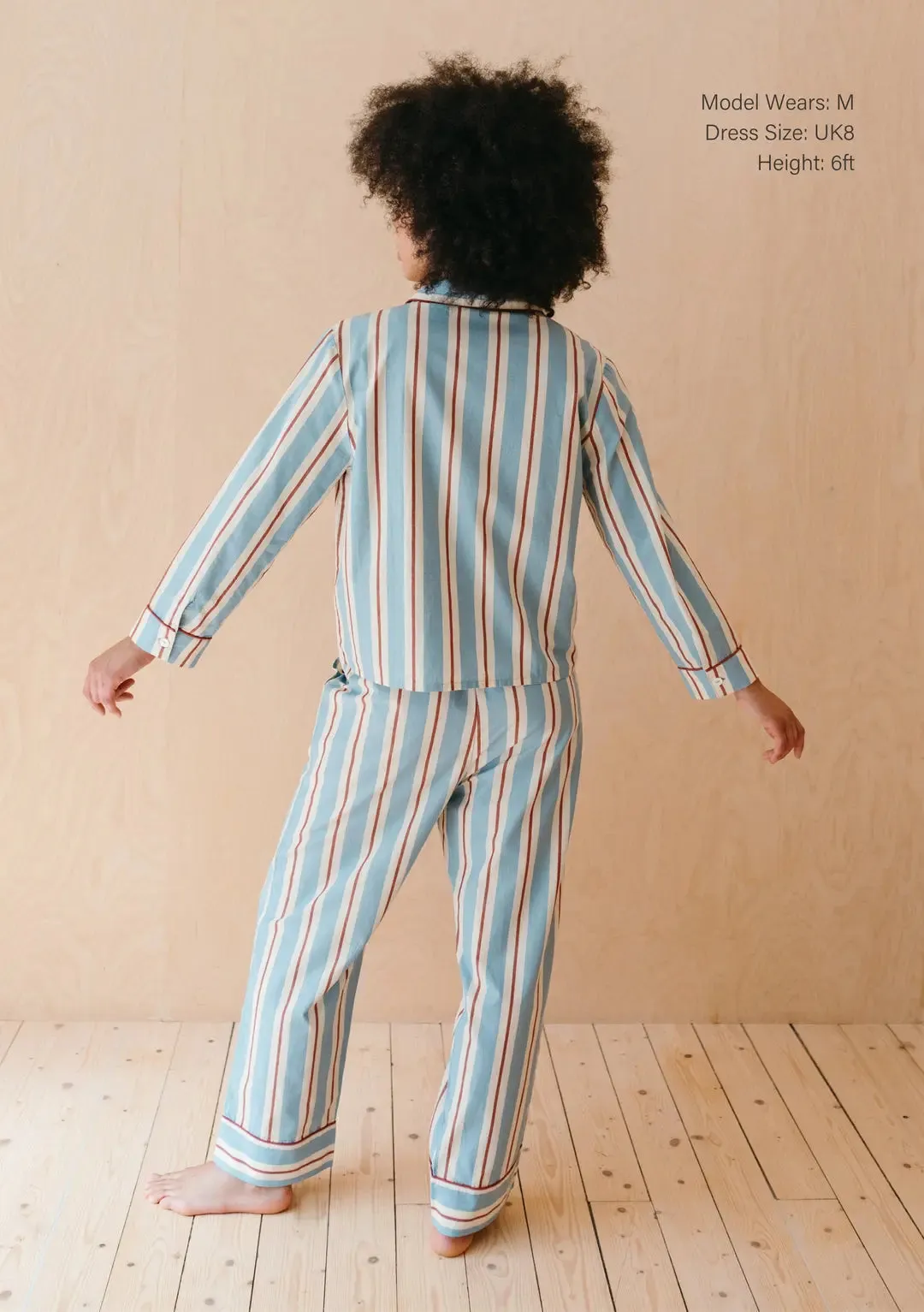 Blue Stripe Cotton Pyjama Trouser Set