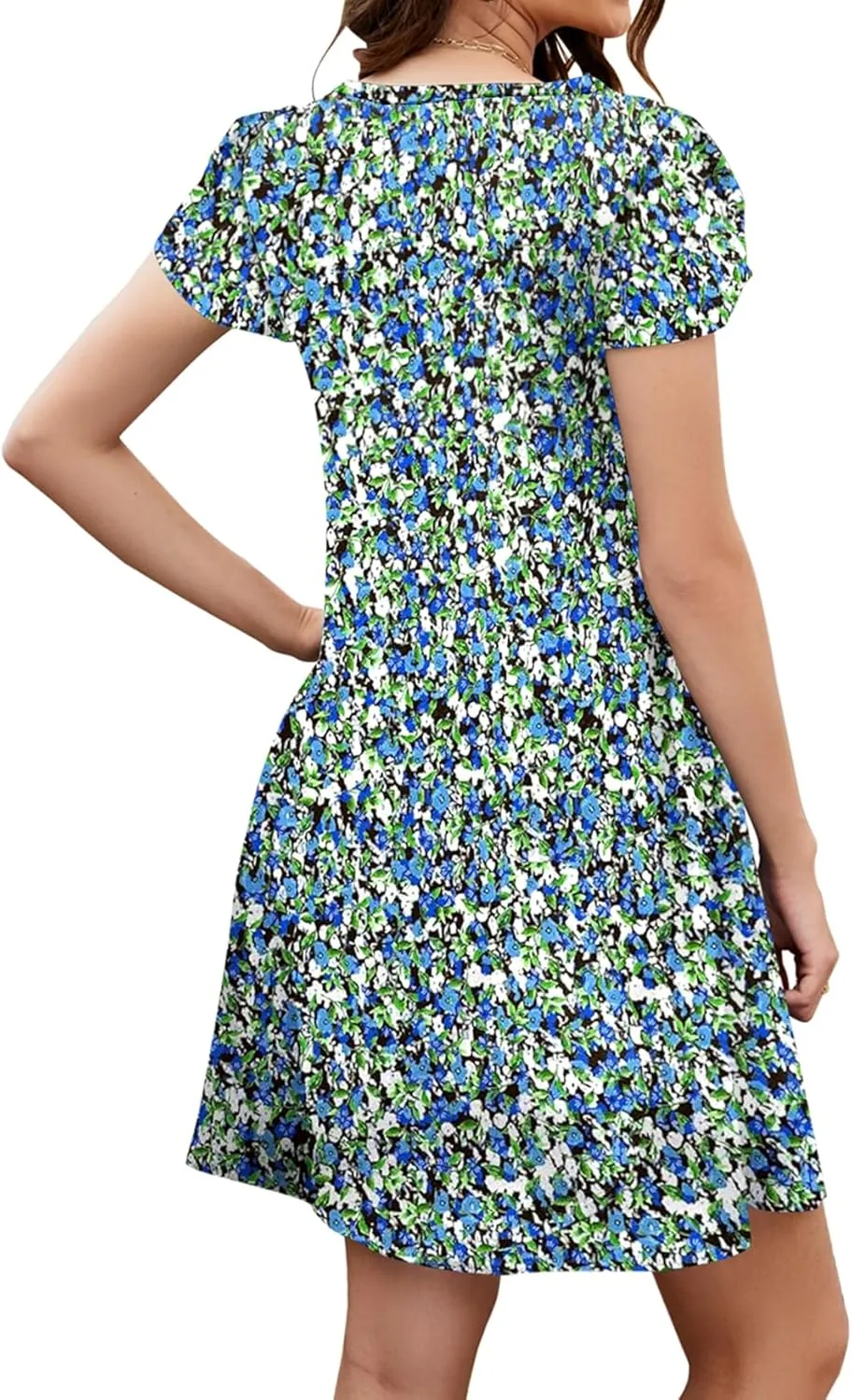 Bluetime Summer Dresses for Women 2025 Beach Boho Sundress Short Sleeve Pockets Loose Casual Tshirt Dress