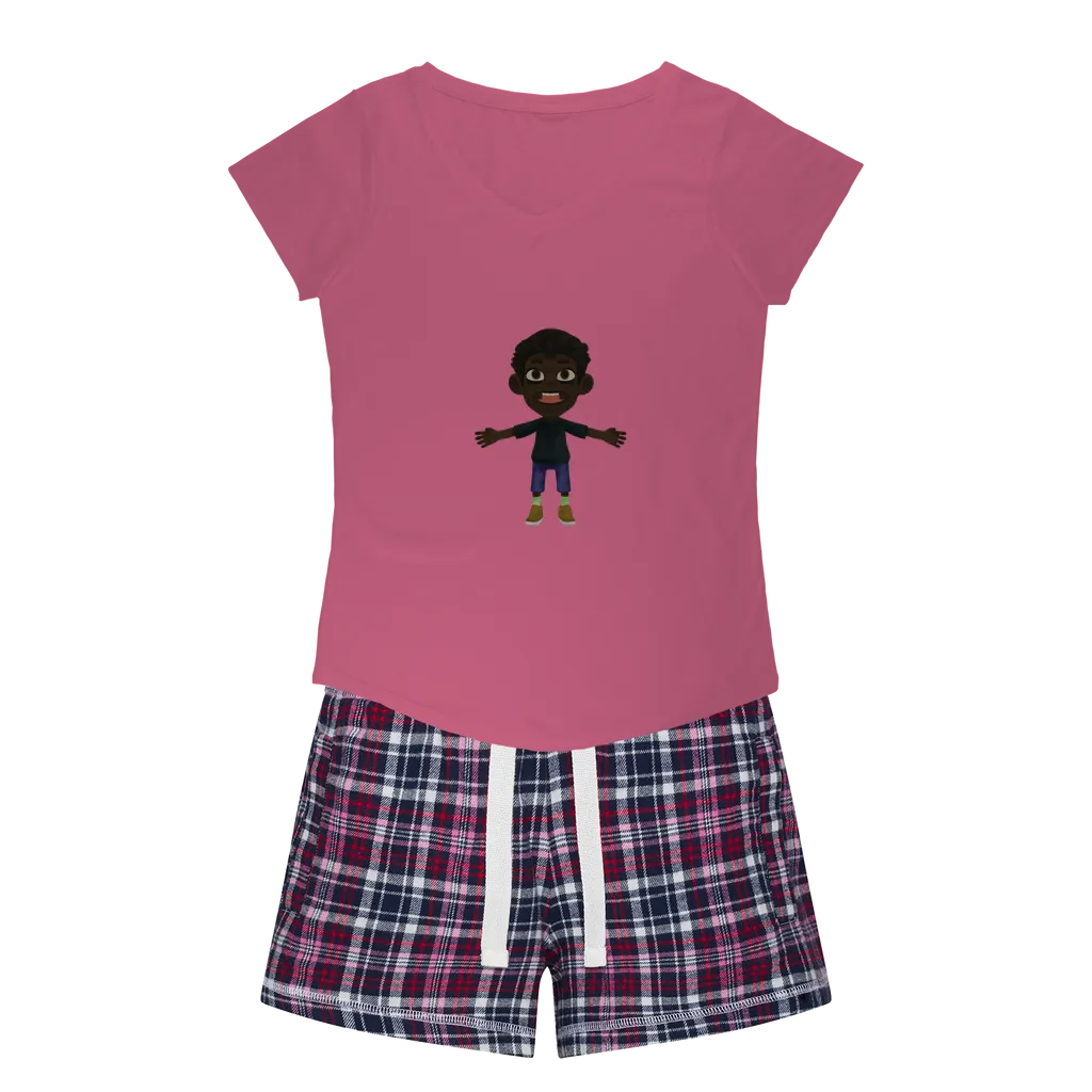 Boy Women's Sleepy Tee and Flannel Short
