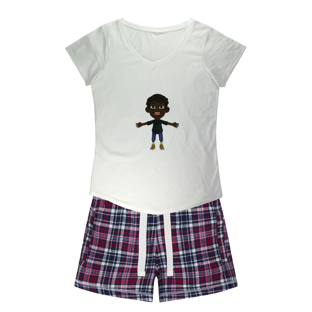 Boy Women's Sleepy Tee and Flannel Short