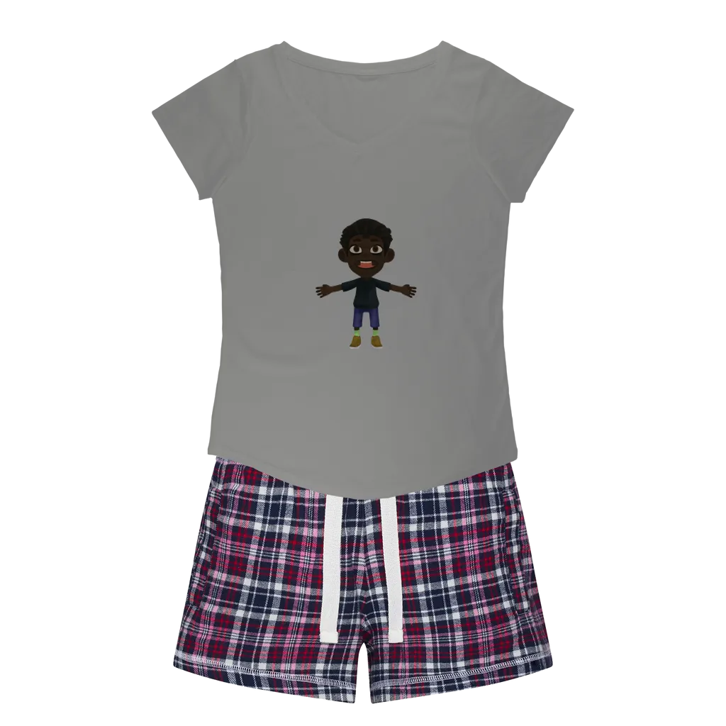 Boy Women's Sleepy Tee and Flannel Short