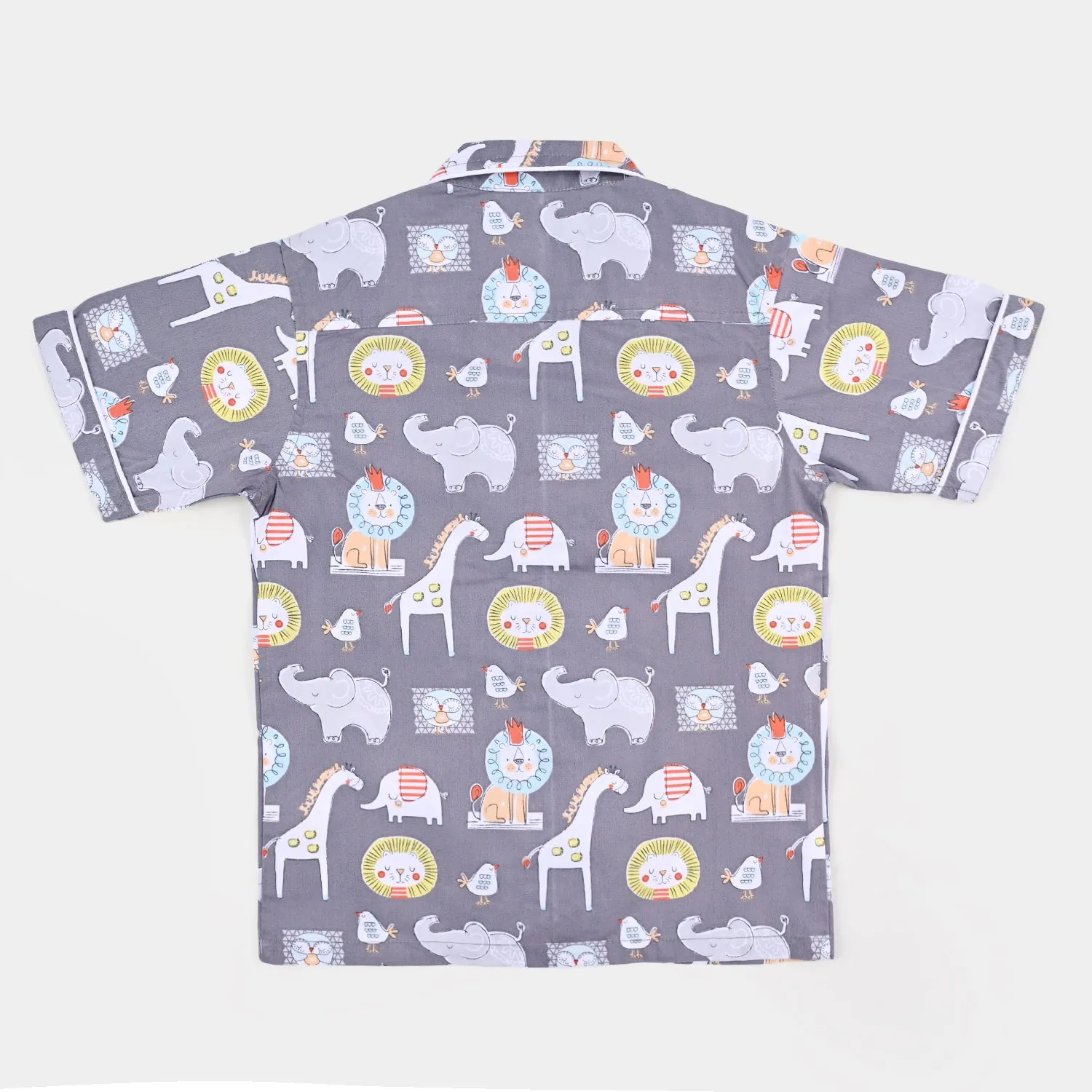 Boys Woven Night Suit Animals - GREY