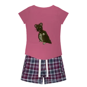 BrownHamster Women's Sleepy Tee and Flannel Short