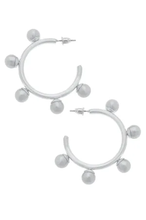 Canvas Allison Ball Bead Hoop Earrings in Silver