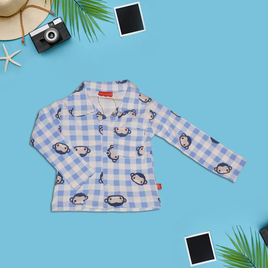 Checkered Nightwear Set for Kids - Pink and Blue