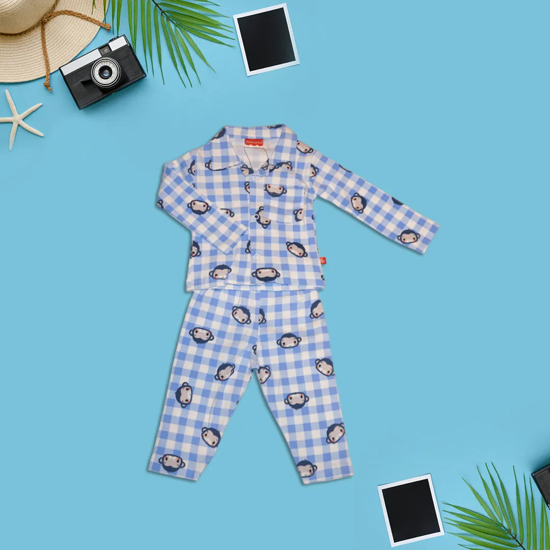 Checkered Nightwear Set for Kids - Pink and Blue