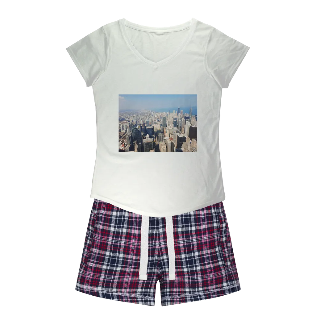Chicago Skyline Women's Sleepy Tee and Flannel Short