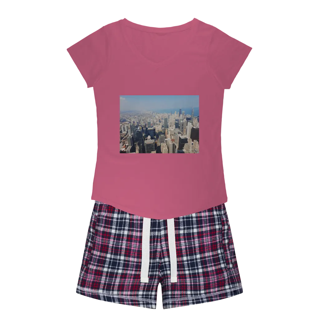 Chicago Skyline Women's Sleepy Tee and Flannel Short