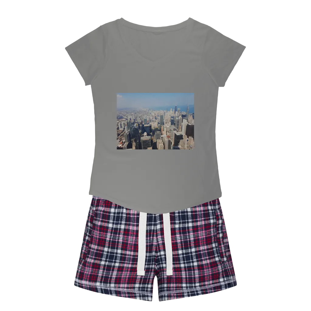 Chicago Skyline Women's Sleepy Tee and Flannel Short