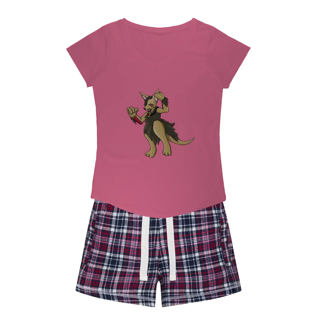 Chiwuadud Women's Sleepy Tee and Flannel Short