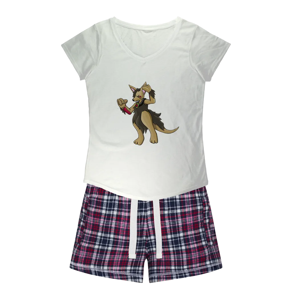 Chiwuadud Women's Sleepy Tee and Flannel Short