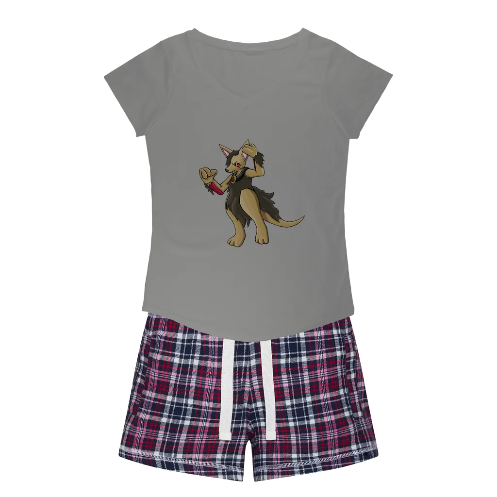 Chiwuadud Women's Sleepy Tee and Flannel Short