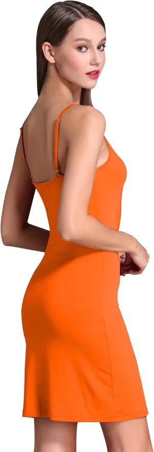 Coreal Full Slip For Women Under Dress Adjustable Spaghetti Strap Knee Length Slips Undergarment Nightwear
