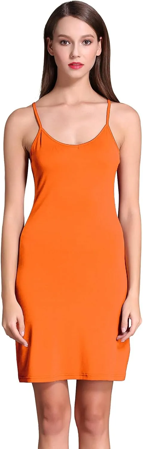 Coreal Full Slip For Women Under Dress Adjustable Spaghetti Strap Knee Length Slips Undergarment Nightwear
