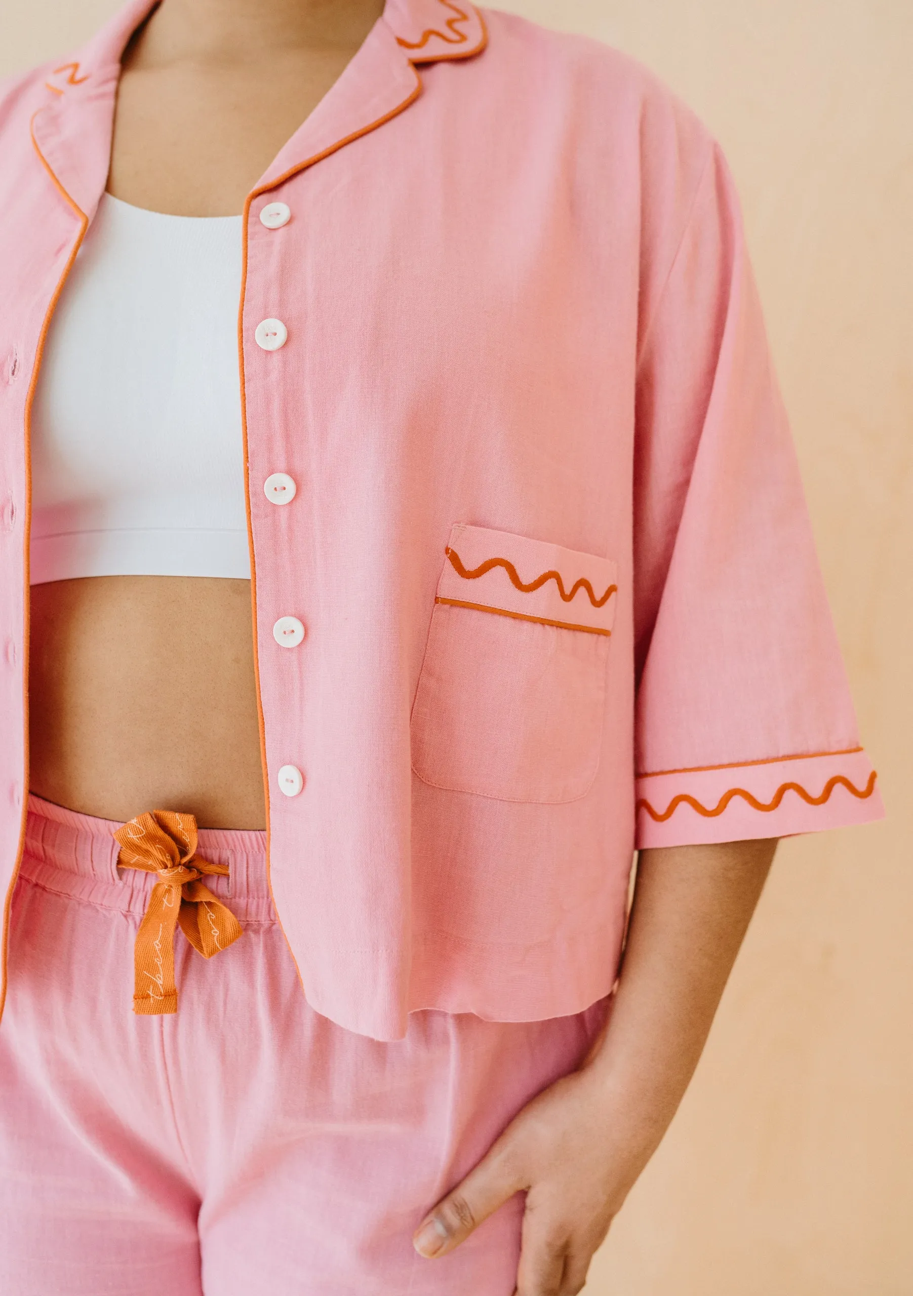 Cotton & Linen Pyjamas in Pink
