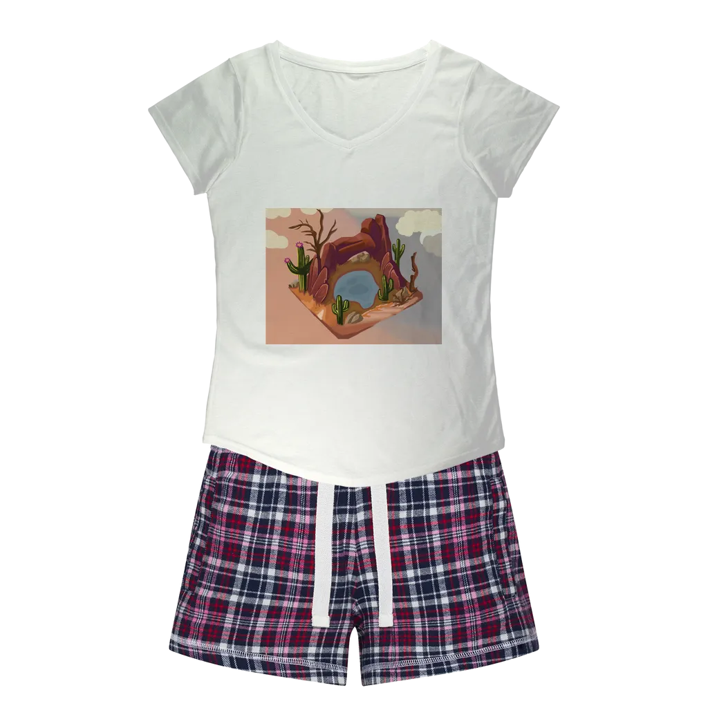 Desert Rocks Women's Sleepy Tee and Flannel Short