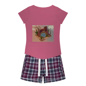Desert Rocks Women's Sleepy Tee and Flannel Short