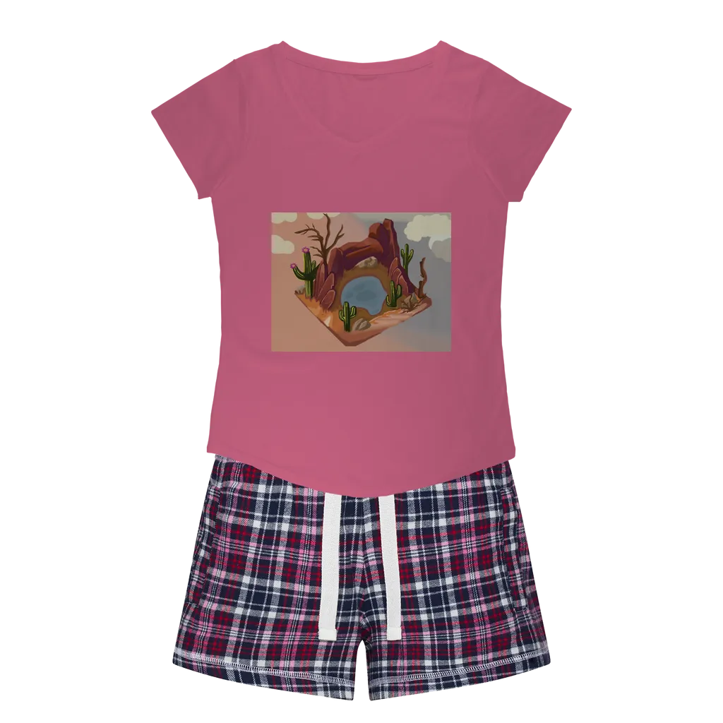 Desert Rocks Women's Sleepy Tee and Flannel Short