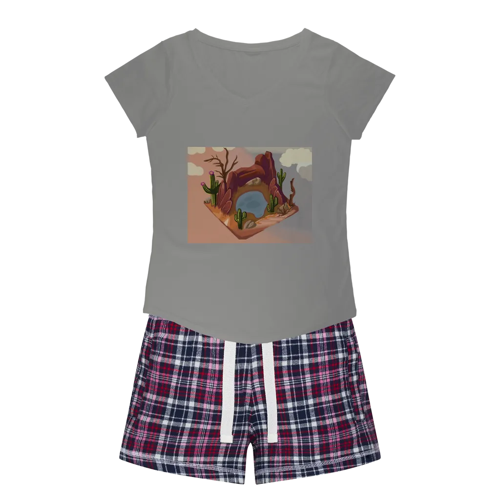 Desert Rocks Women's Sleepy Tee and Flannel Short
