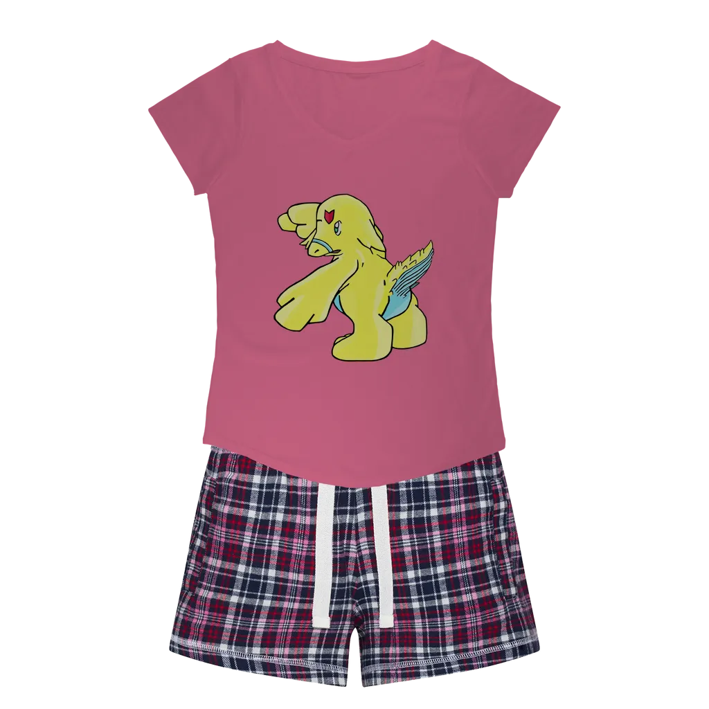 Ductil Women's Sleepy Tee and Flannel Short