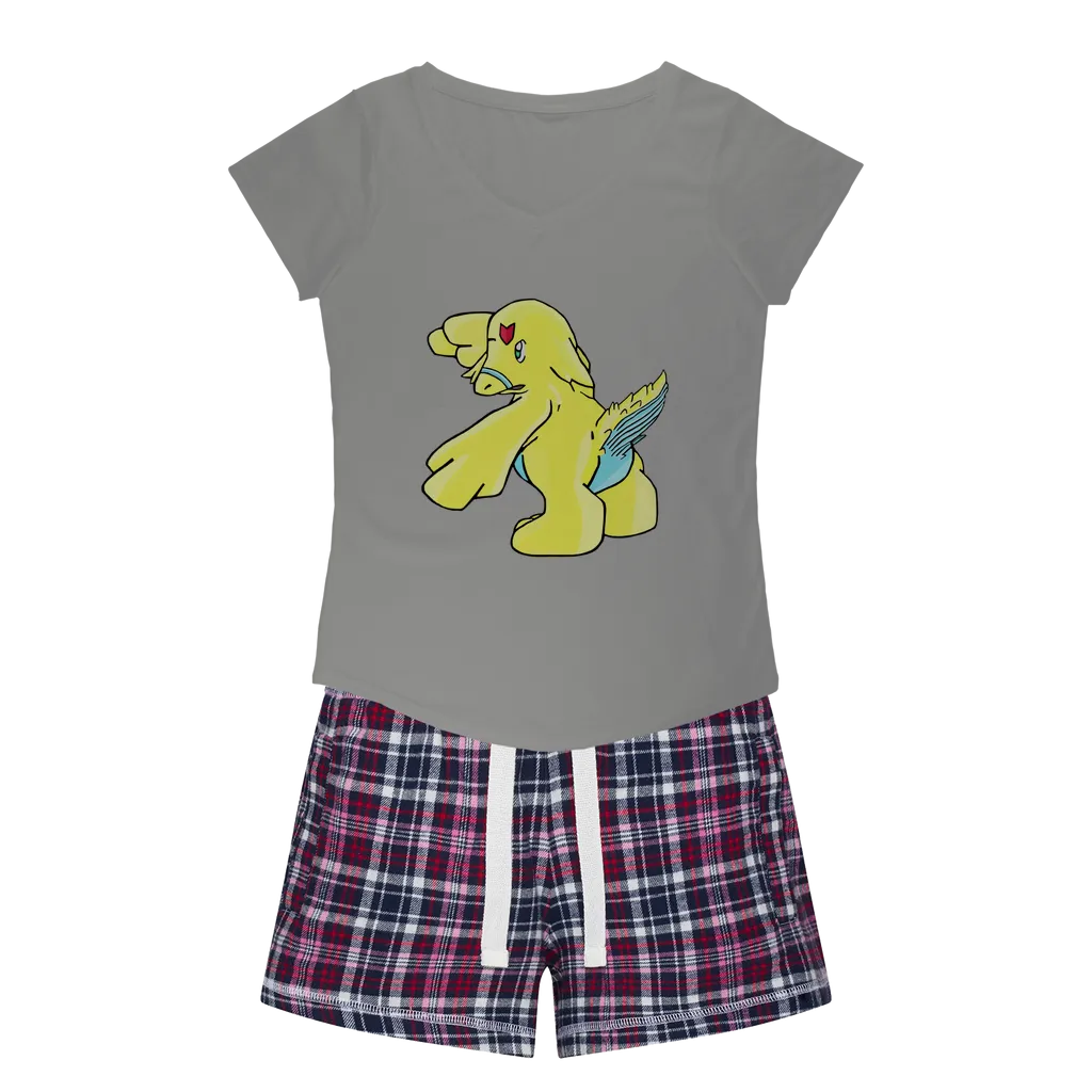 Ductil Women's Sleepy Tee and Flannel Short