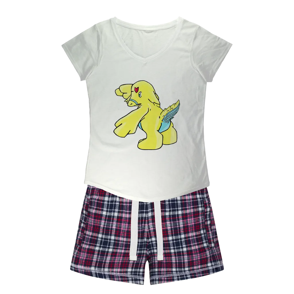 Ductil Women's Sleepy Tee and Flannel Short
