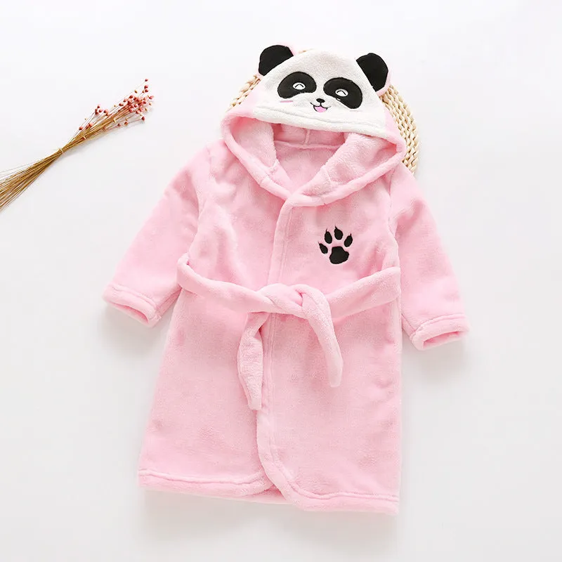 Flannel lace hooded bathrobe