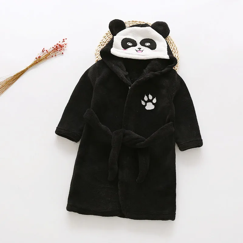 Flannel lace hooded bathrobe