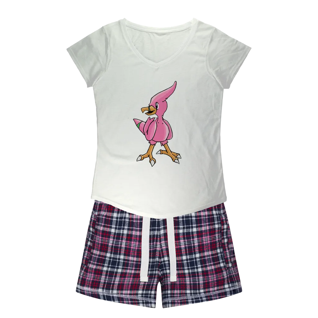 Flaryu Women's Sleepy Tee and Flannel Short