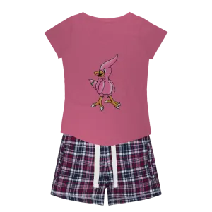 Flaryu Women's Sleepy Tee and Flannel Short