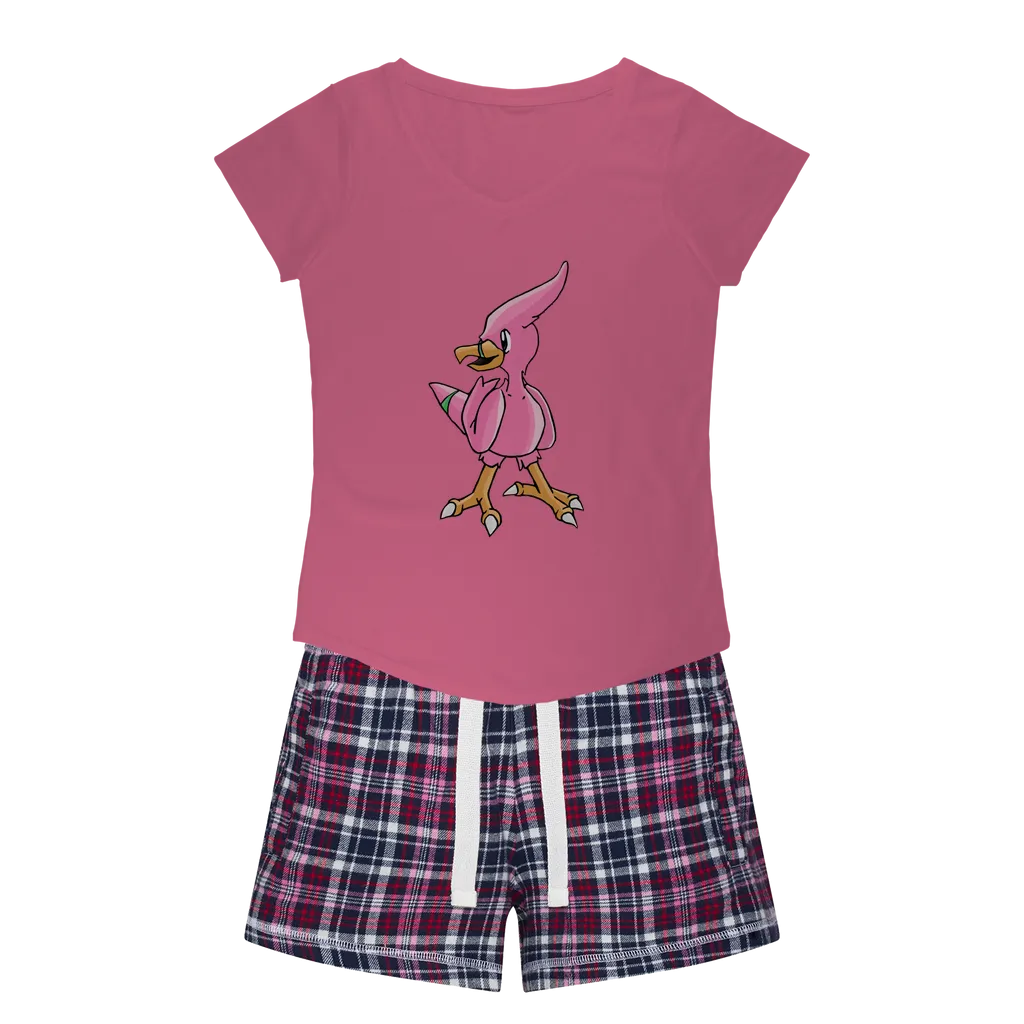 Flaryu Women's Sleepy Tee and Flannel Short