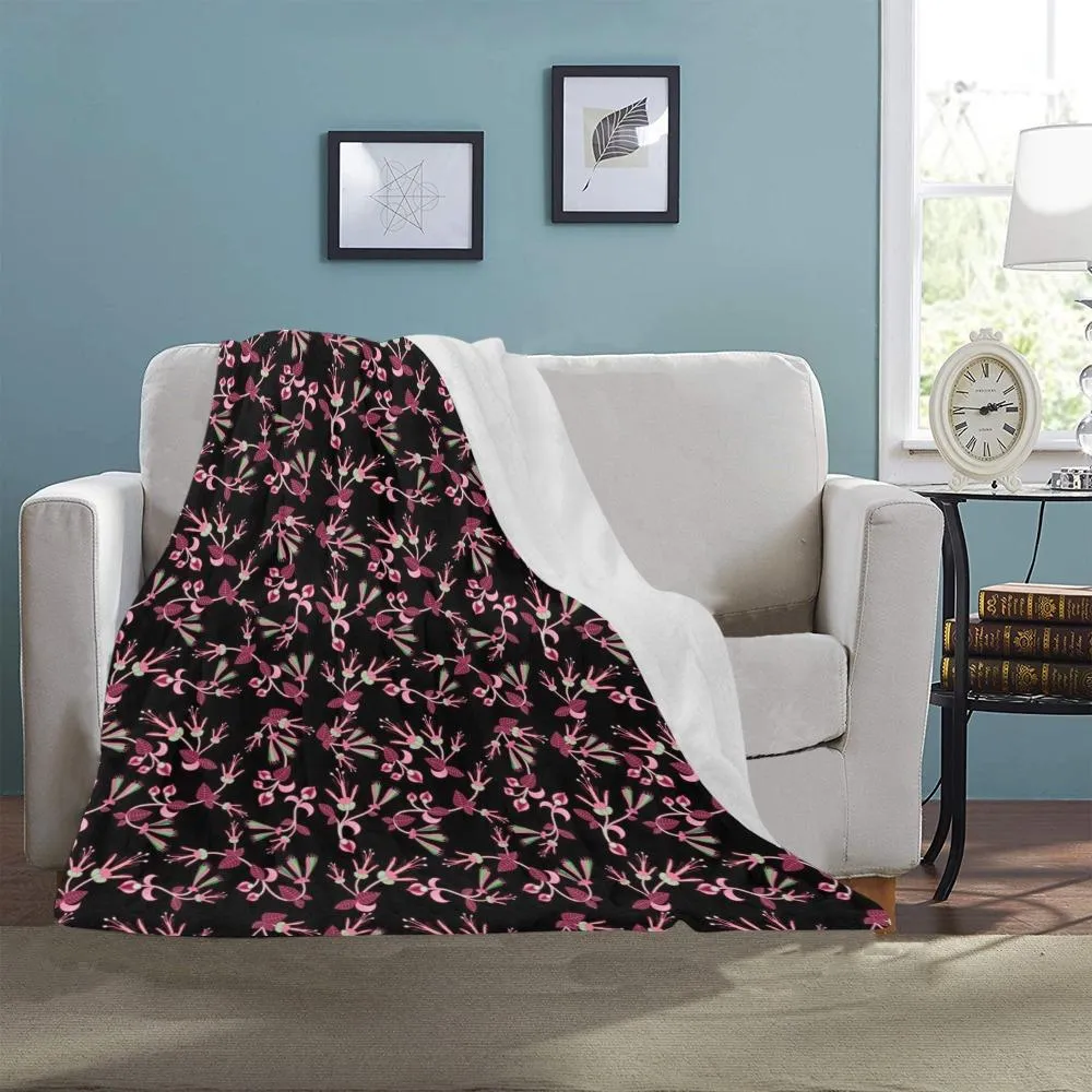 Floral Green Black Ultra-Soft Micro Fleece Blanket 40"x50"