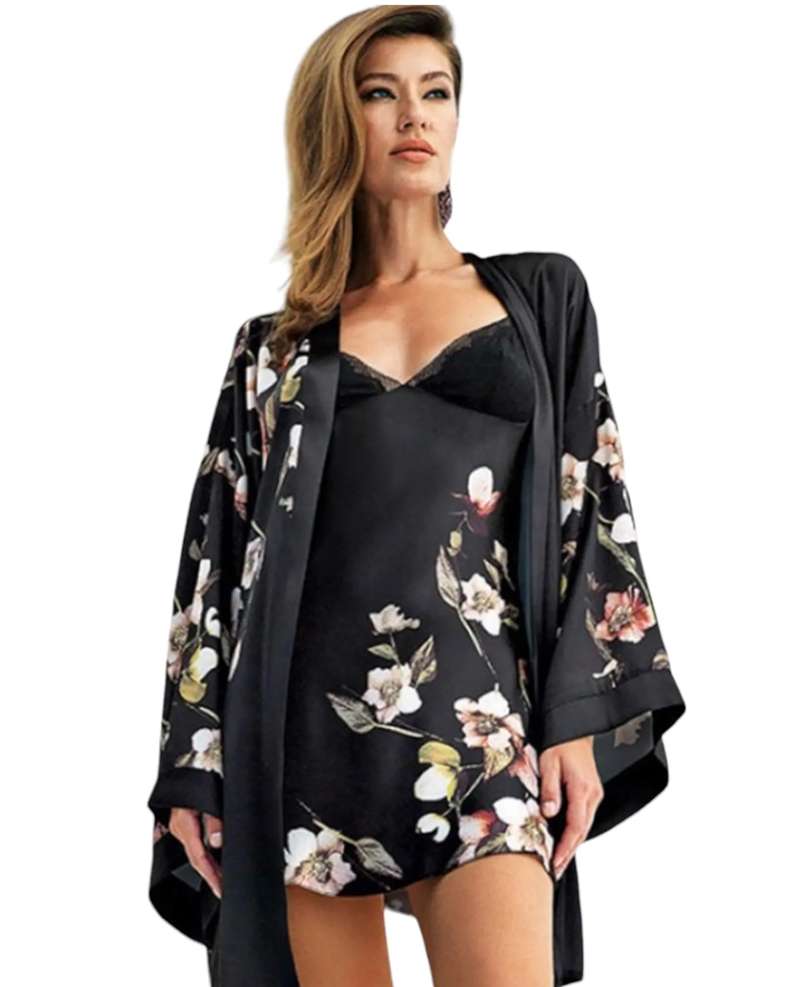 Floral Satin Sleepwear Robe