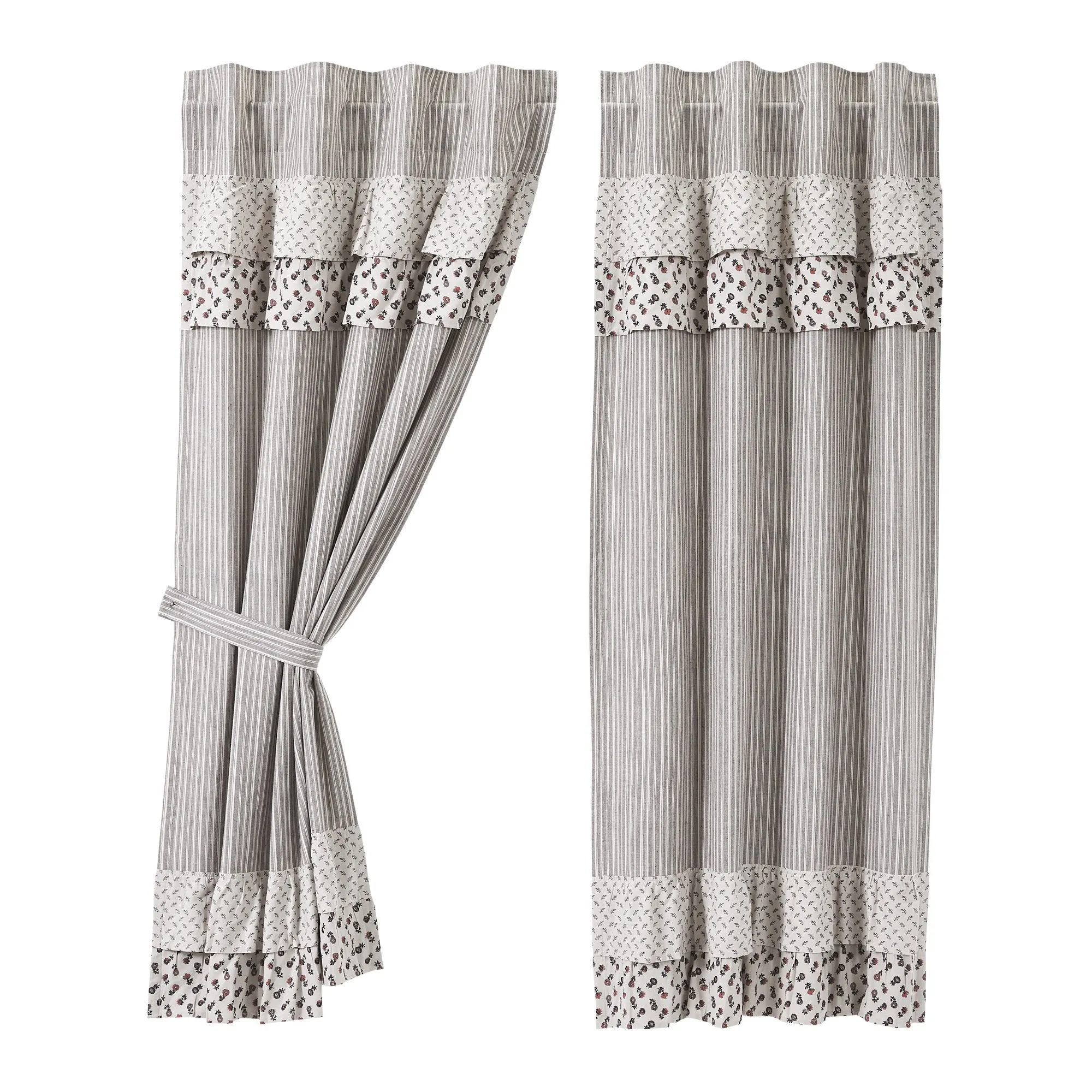 Florette Ruffled Lined Short Panel Curtains 63"